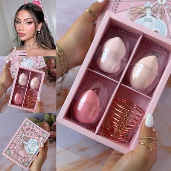 KIT 3 ESPONJAS MAQUILLAJE AZUL ROSA