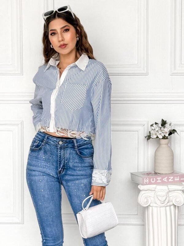CAMISA DE LINEAS CON ENCAJE 💕 - Image 3