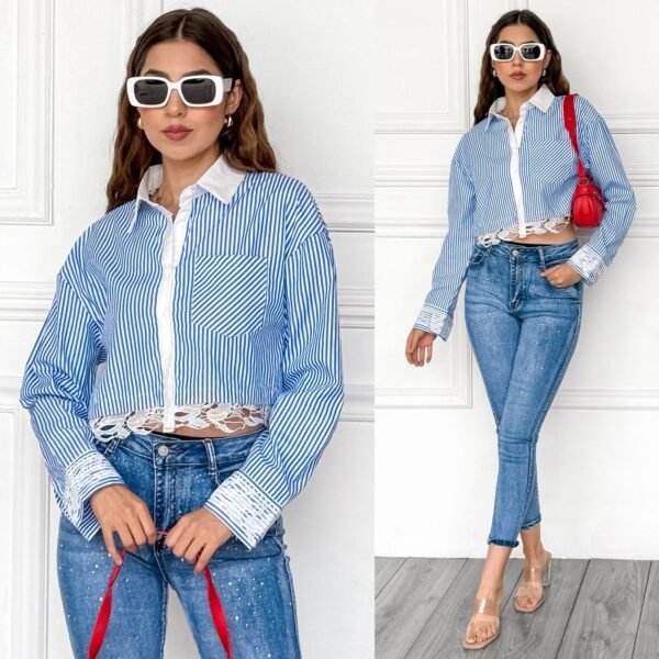 CAMISA DE LINEAS CON ENCAJE 💕 - Image 2