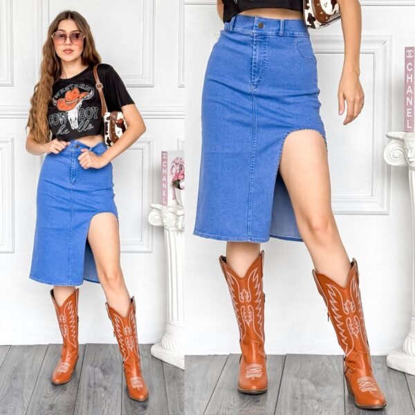 FALDA DENIM HIGT SLIT - Image 12