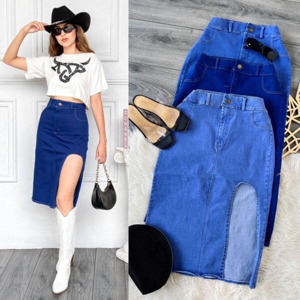 FALDA DENIM HIGT SLIT