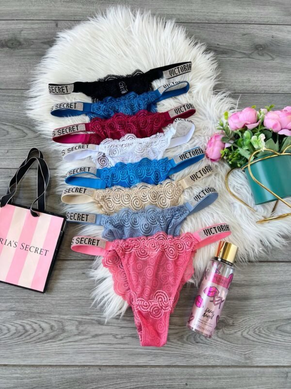 PANTIE DE ENCAJE CON TIRANTES DE PIEDRITAS - Image 8