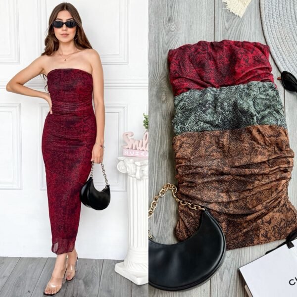 VESTIDO STRAPLESS ANIMAL