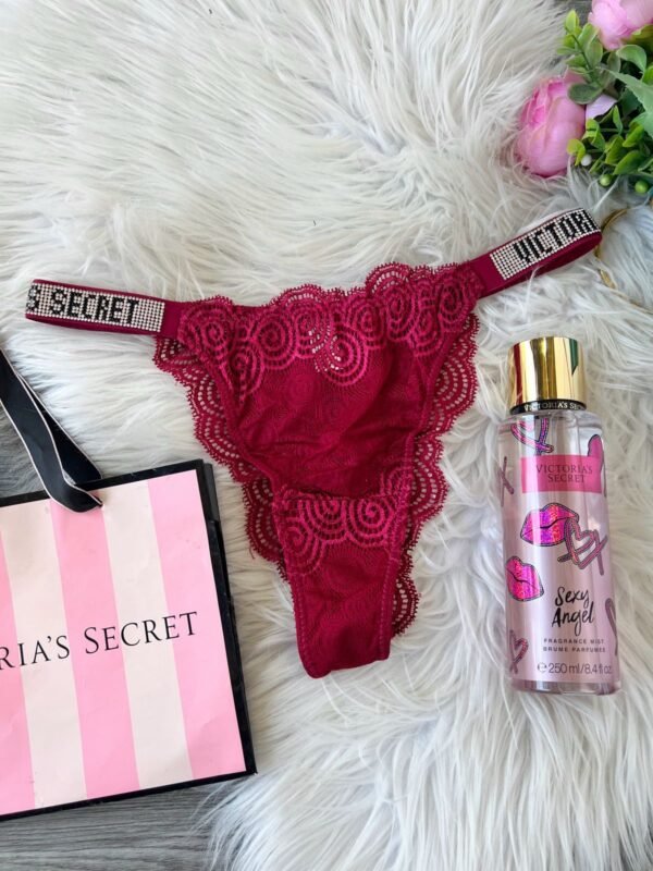 PANTIE DE ENCAJE CON TIRANTES DE PIEDRITAS - Image 2