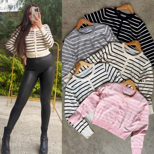 SUETER TEJIDO RAYAS CON BOTONES