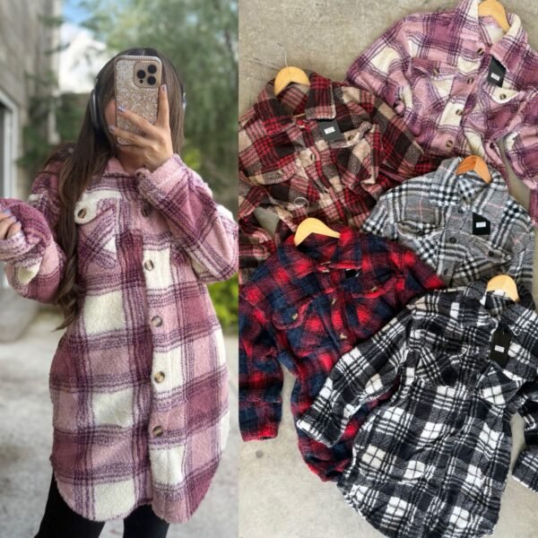CAMISA LARGA CUADROS PELUCHE