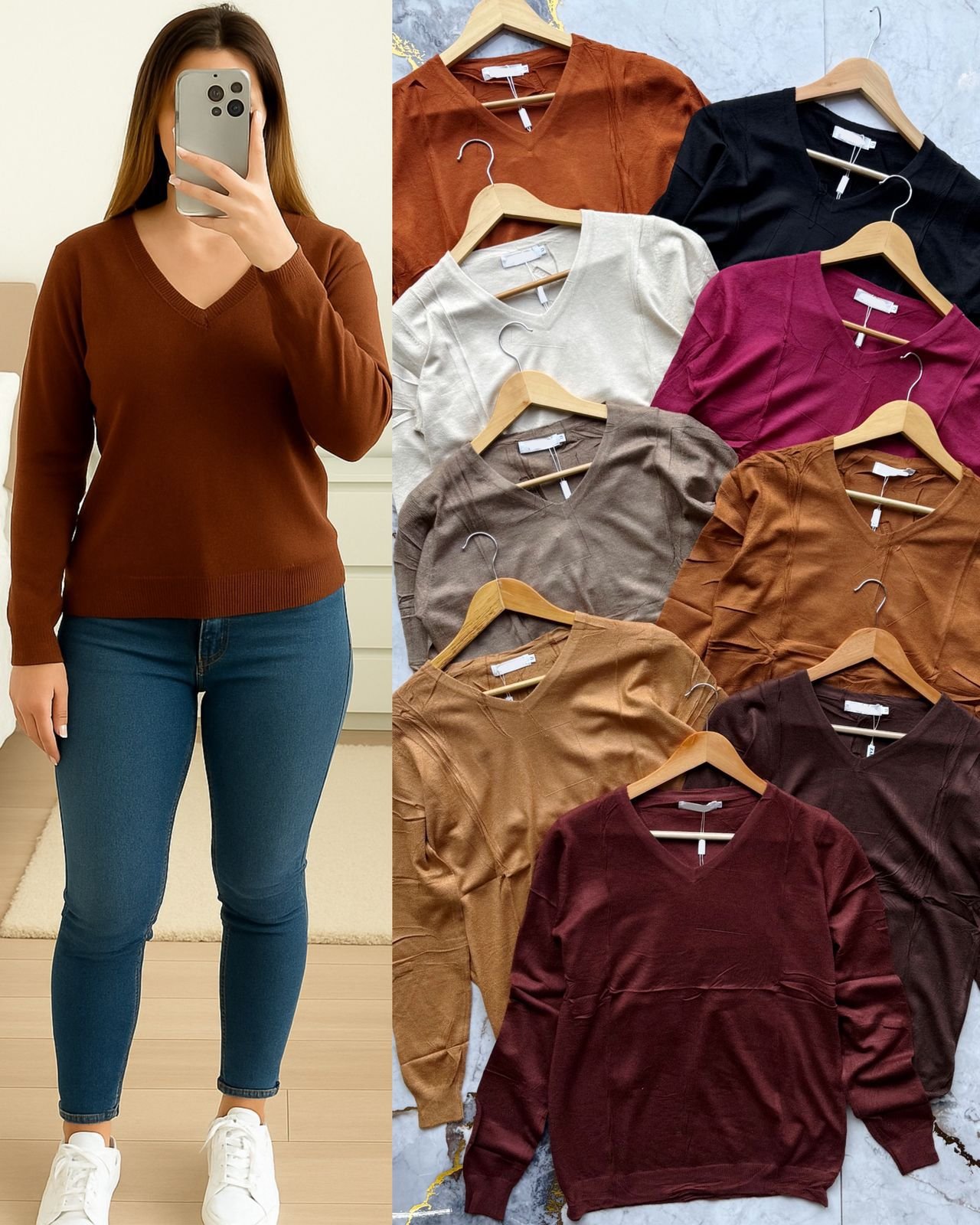 SUETER DE TEJIDO BASICO CUELLO V