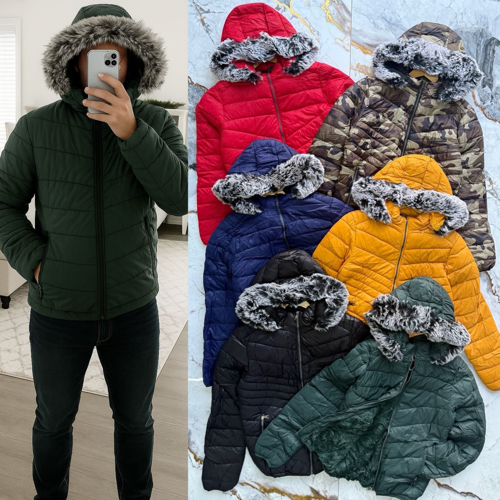 CHAMARRA CABALLERO/GORRO APELUCHADO