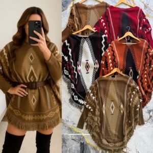 PONCHO/CAPA TEJIDO GRECAS MOD 03