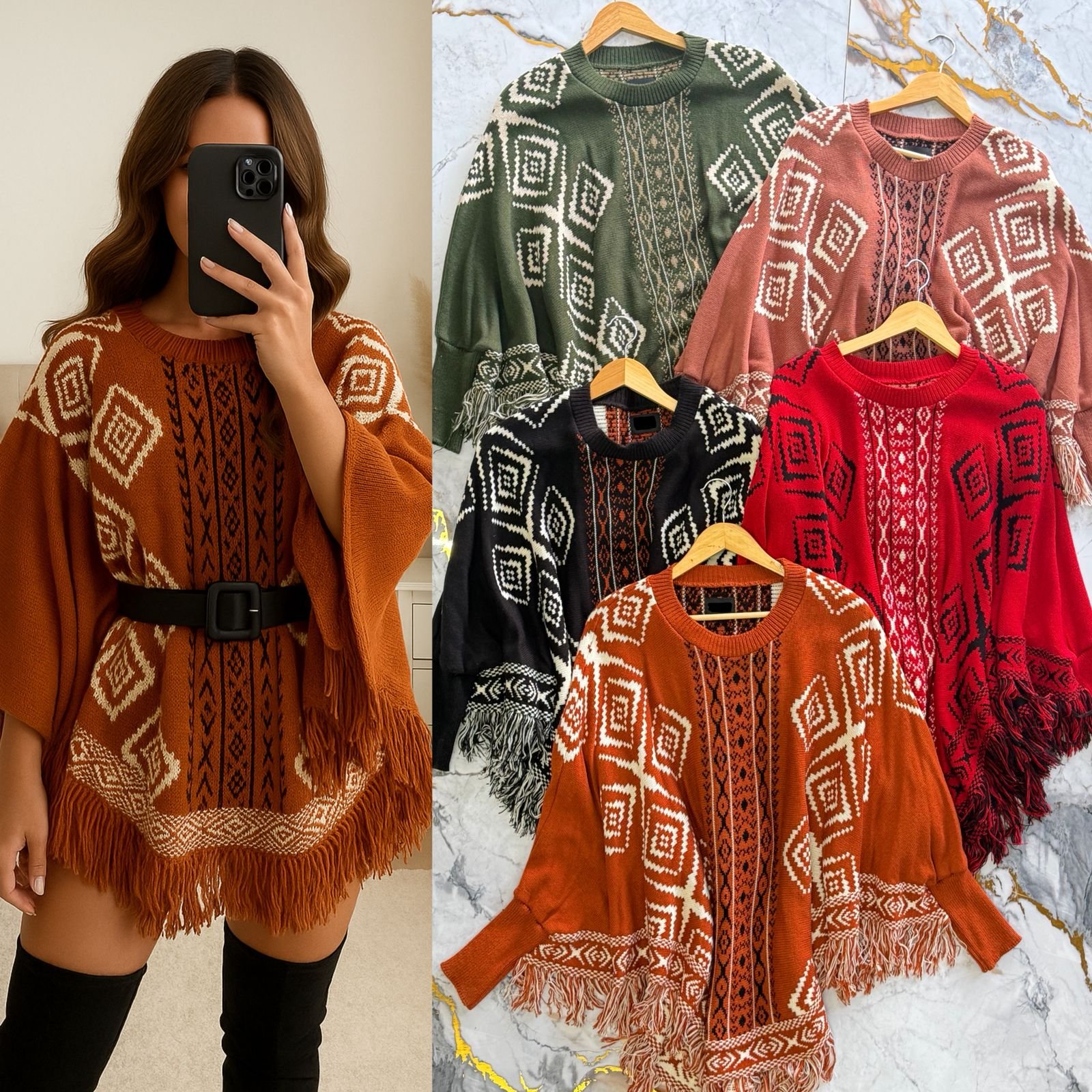 PONCHO/CAPA TEJIDO GRECAS MOD 04