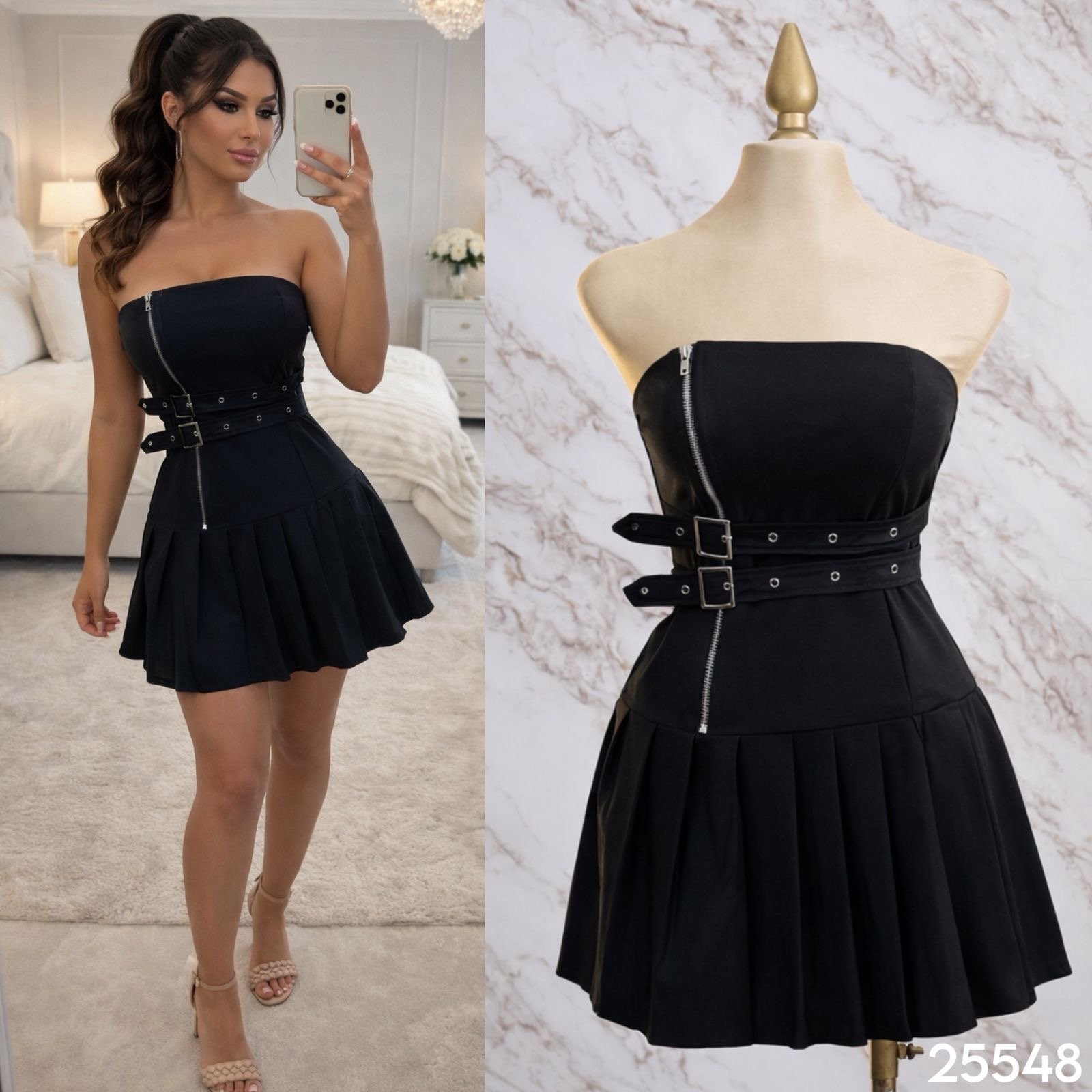 VESTIDO STRAPLE PLIEGES 5548 - Image 4