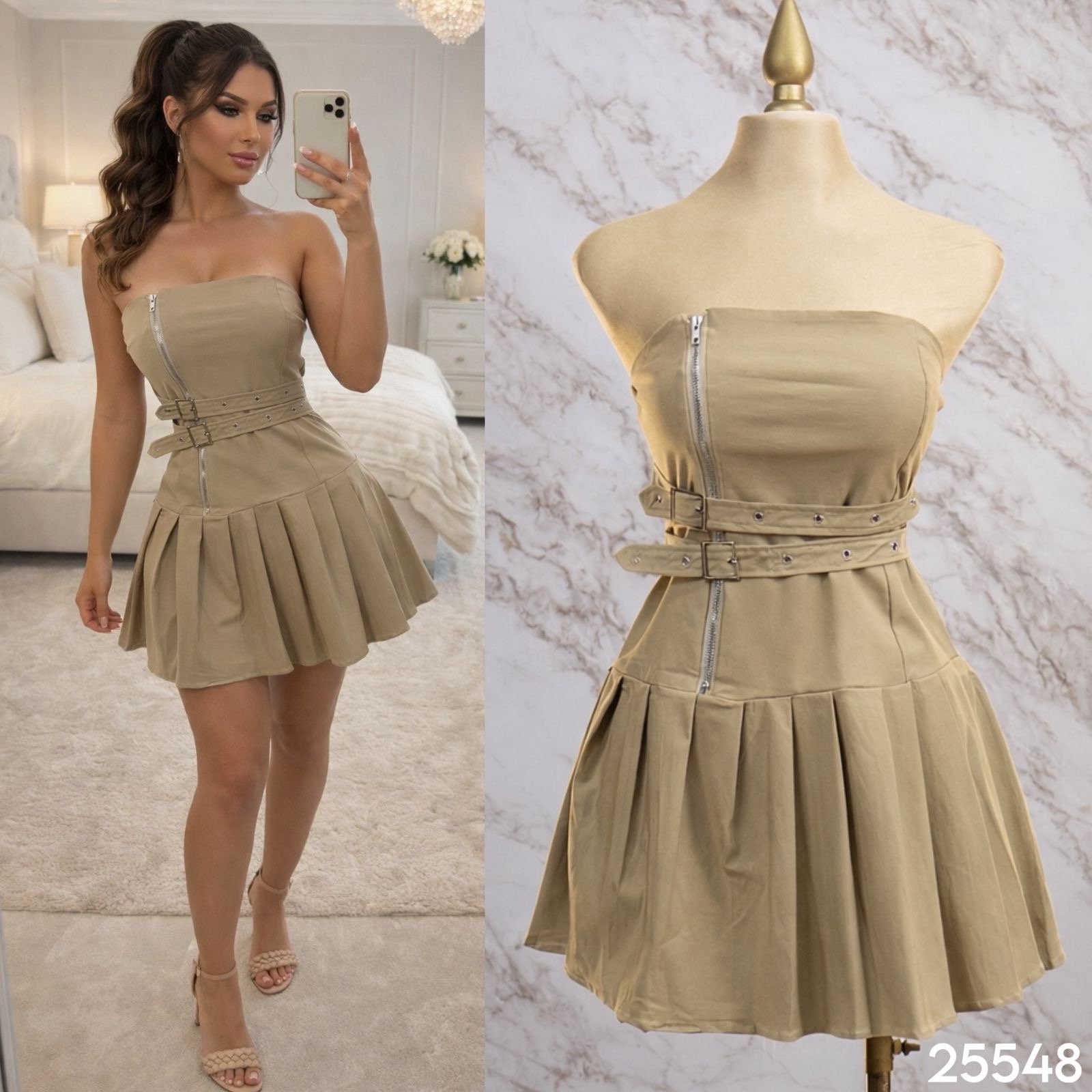 VESTIDO STRAPLE PLIEGES 5548 - Image 2