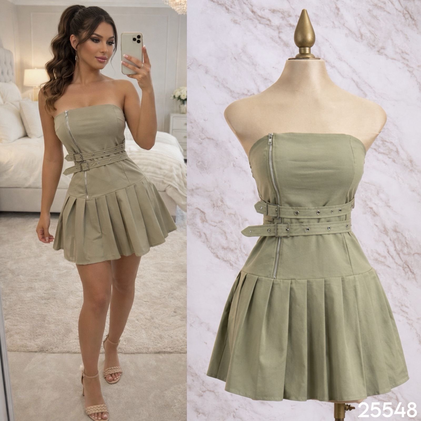 VESTIDO STRAPLE PLIEGES 5548 - Image 5