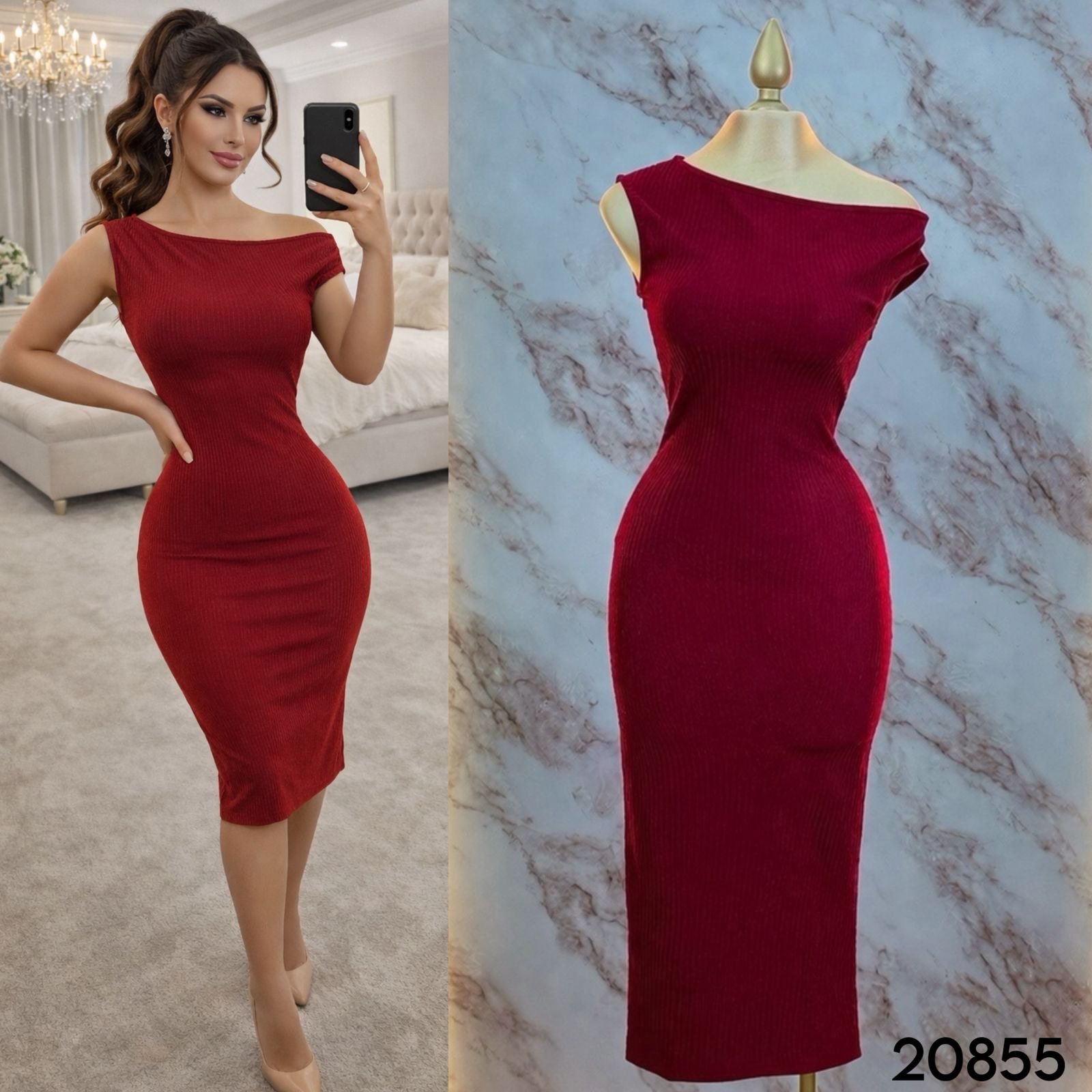 VESTIDO CORRUGADO HOMBRO/CAIDO 20855 - Image 5