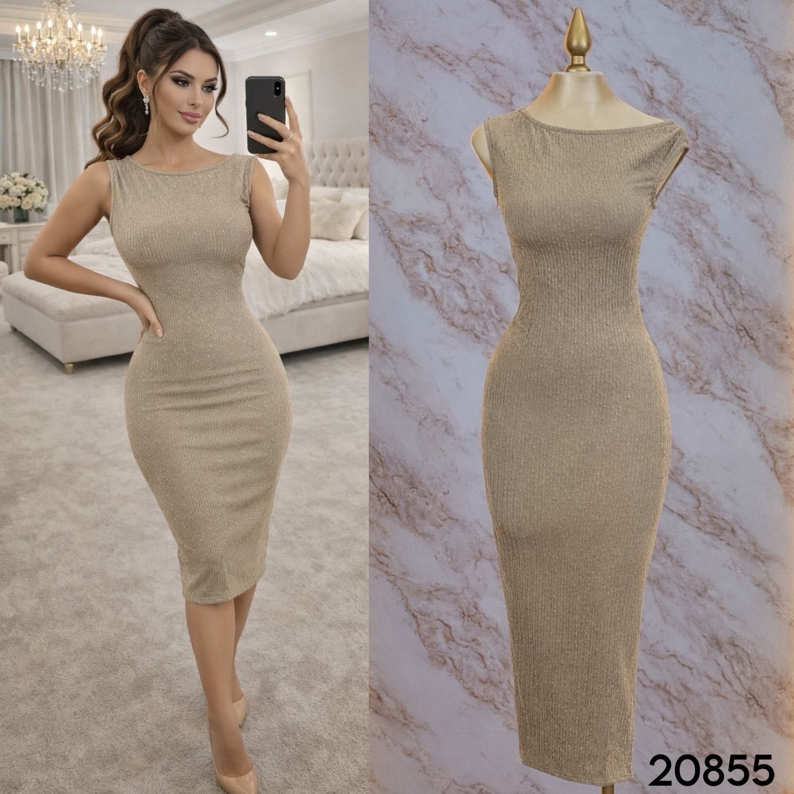 VESTIDO CORRUGADO HOMBRO/CAIDO 20855 - Image 3