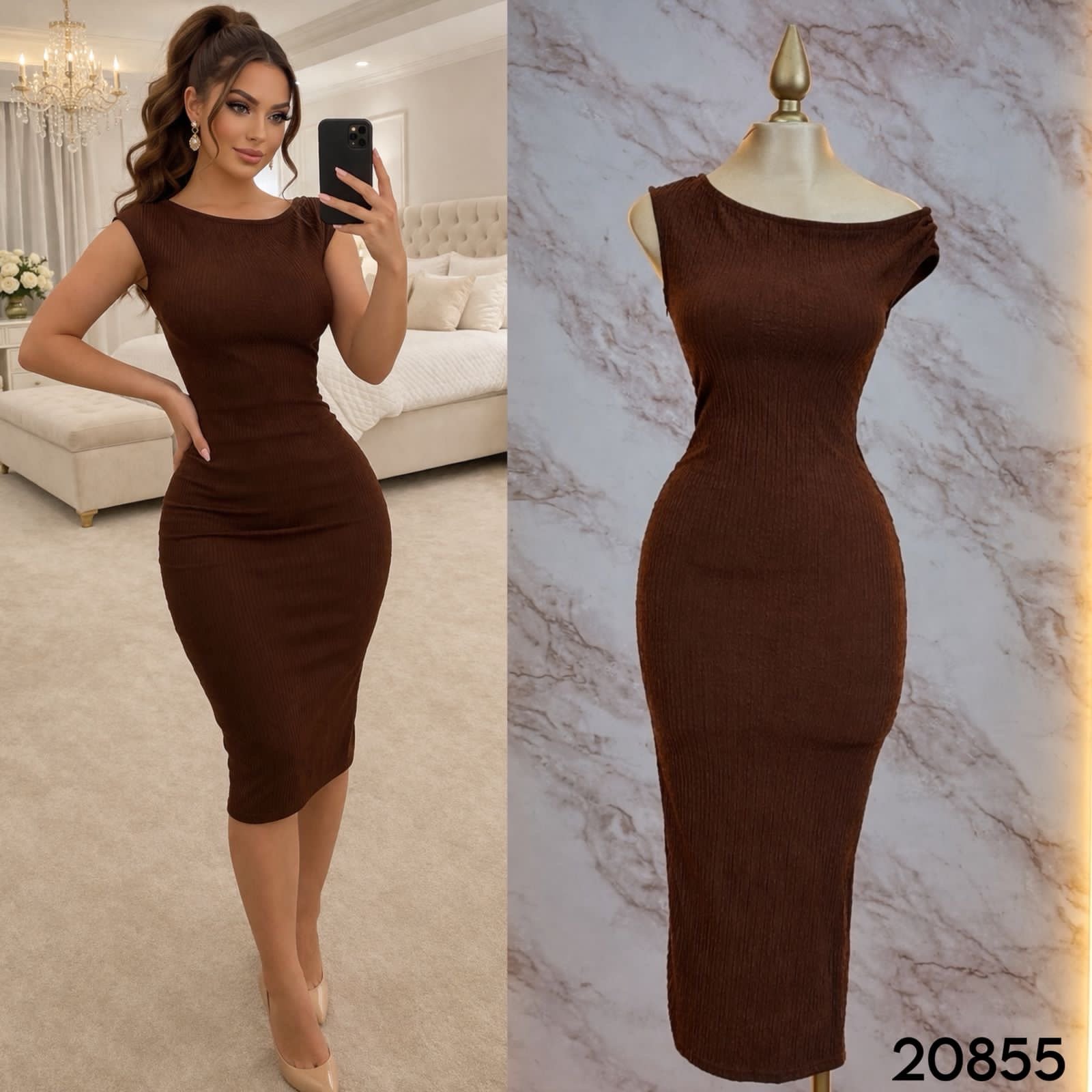 VESTIDO CORRUGADO HOMBRO/CAIDO 20855 - Image 2