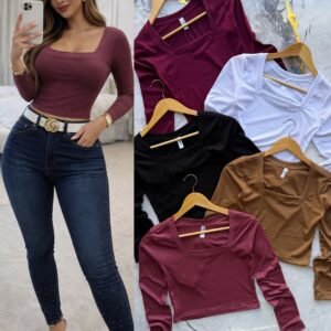 BLUSA BASICA MANGA LARGA/CUELLO CUADRADO