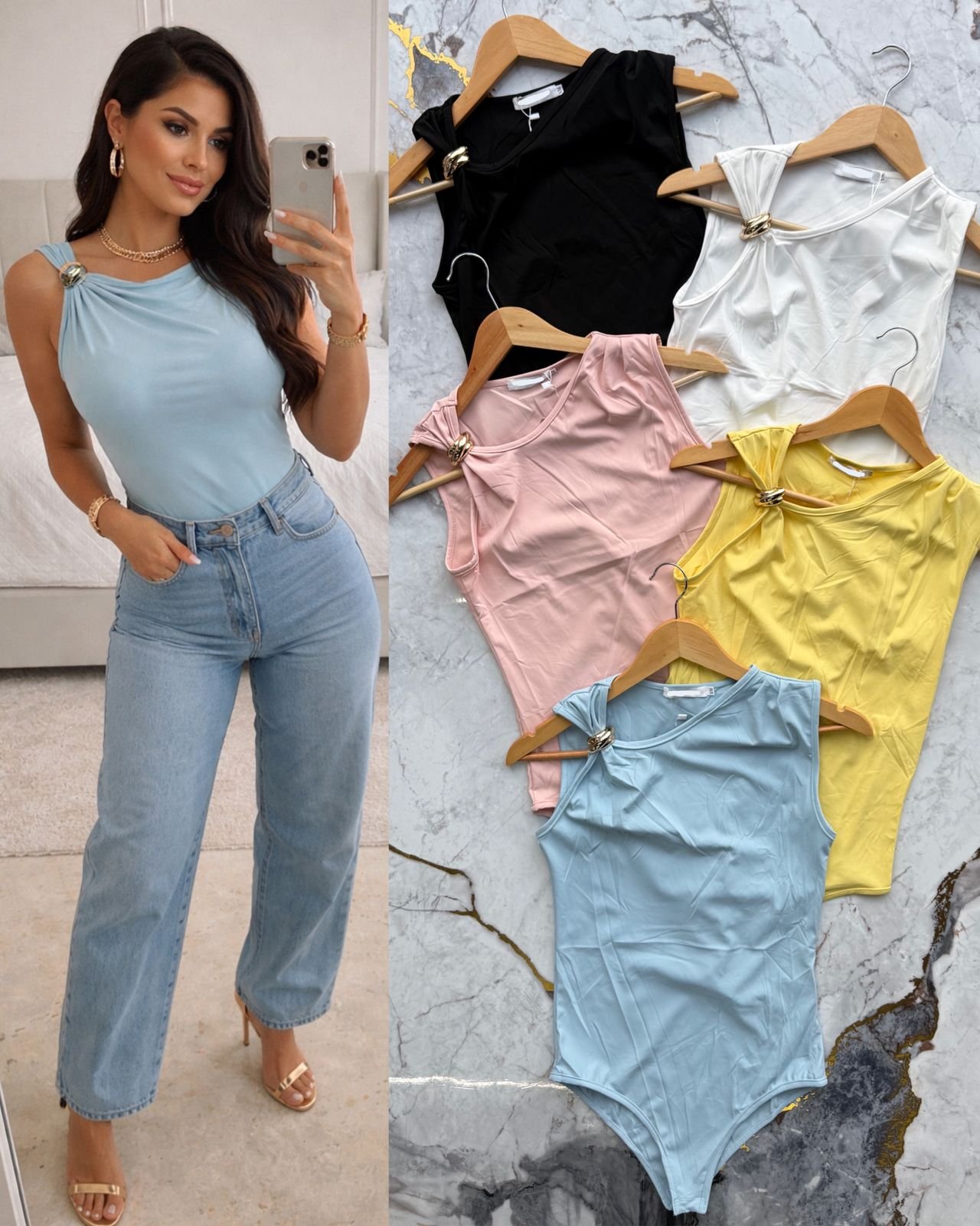 PANTIBLUSA SATINADA BROCHE/HOMBRO