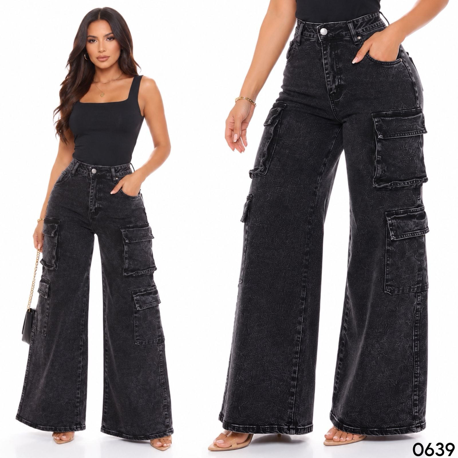 PANTALON CARGO GRIS 0639 - Image 3