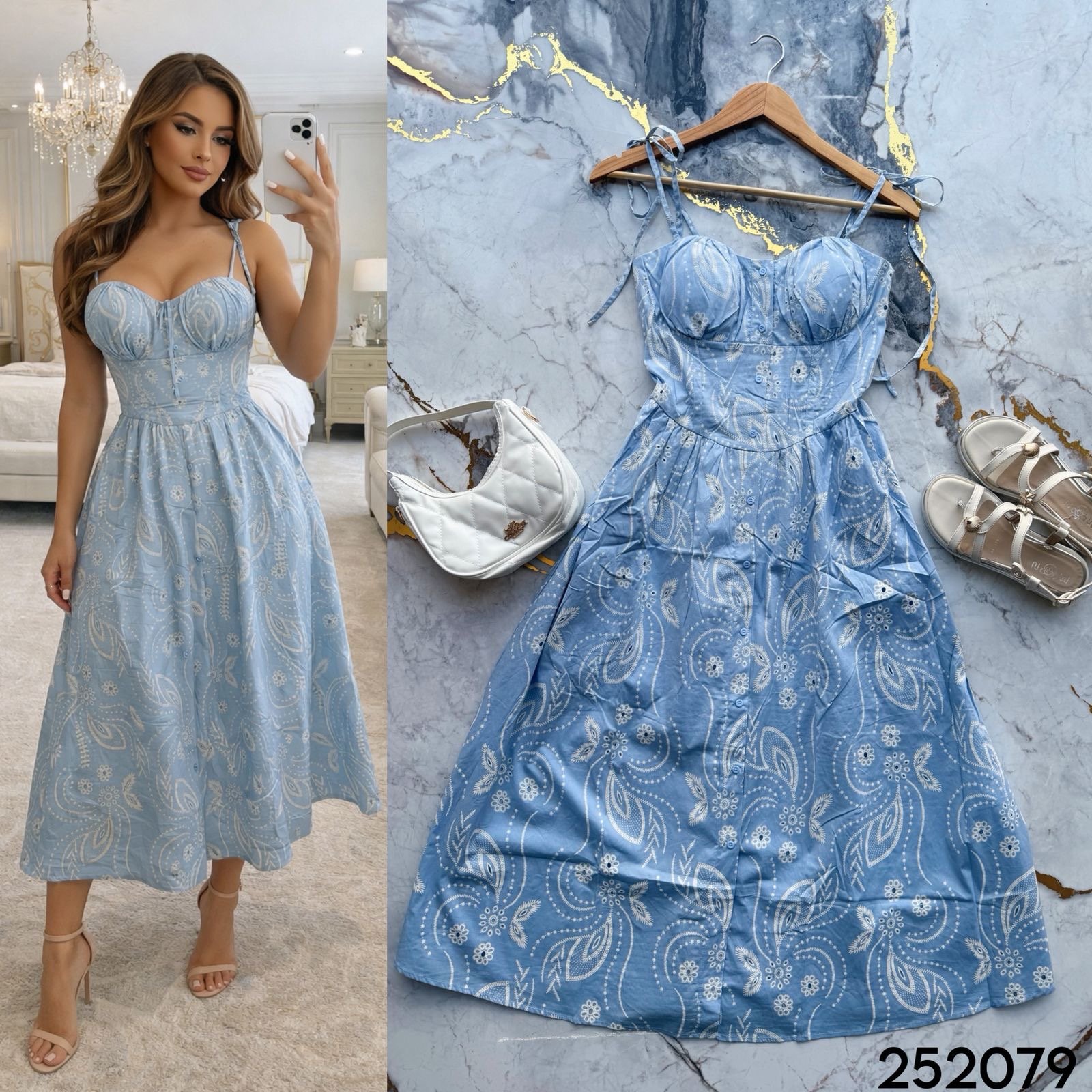 VESTIDO ESTAMPADO LARGO/TIRANTES 252079 - Image 2