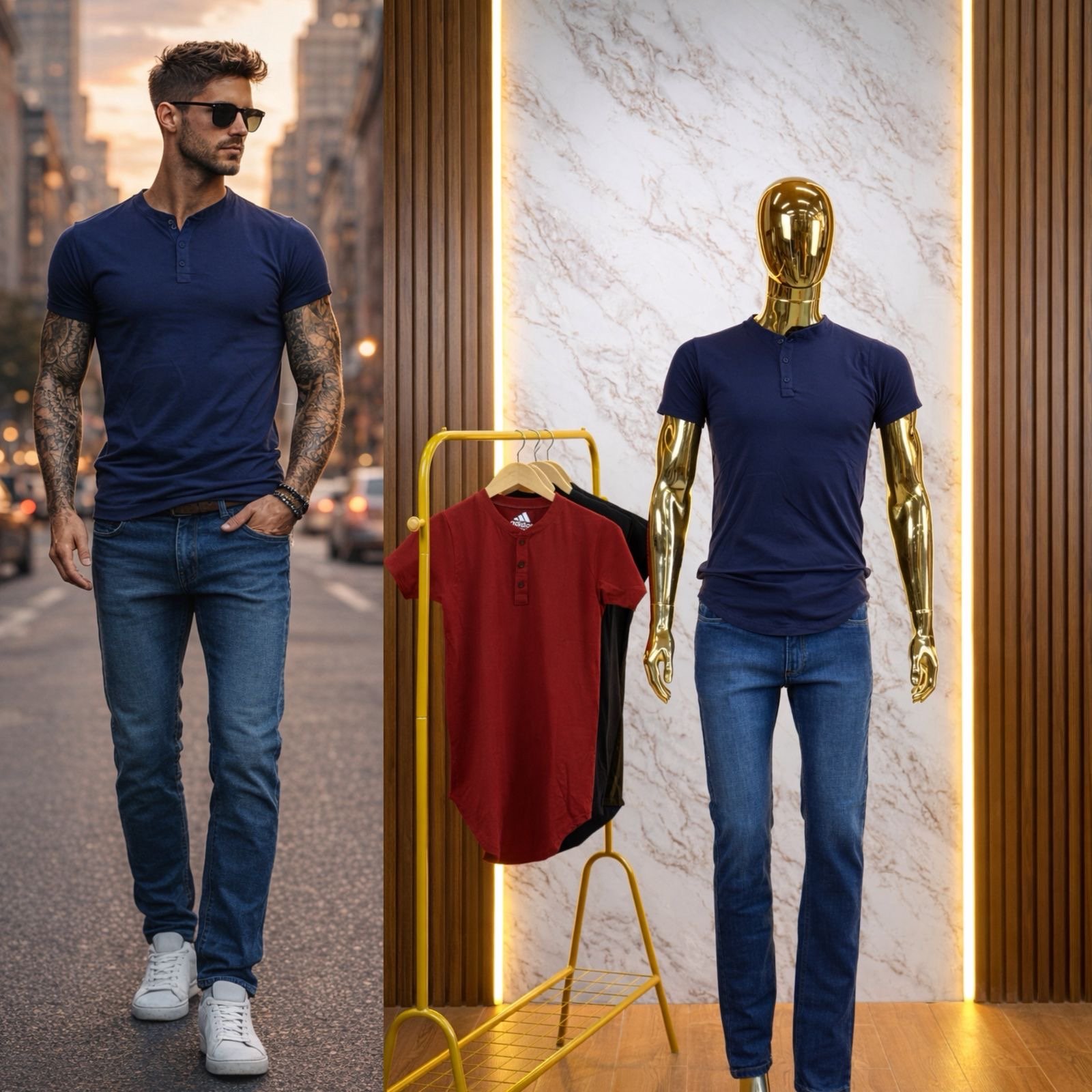 PLAYERA CABALLERO LISA BOTONES