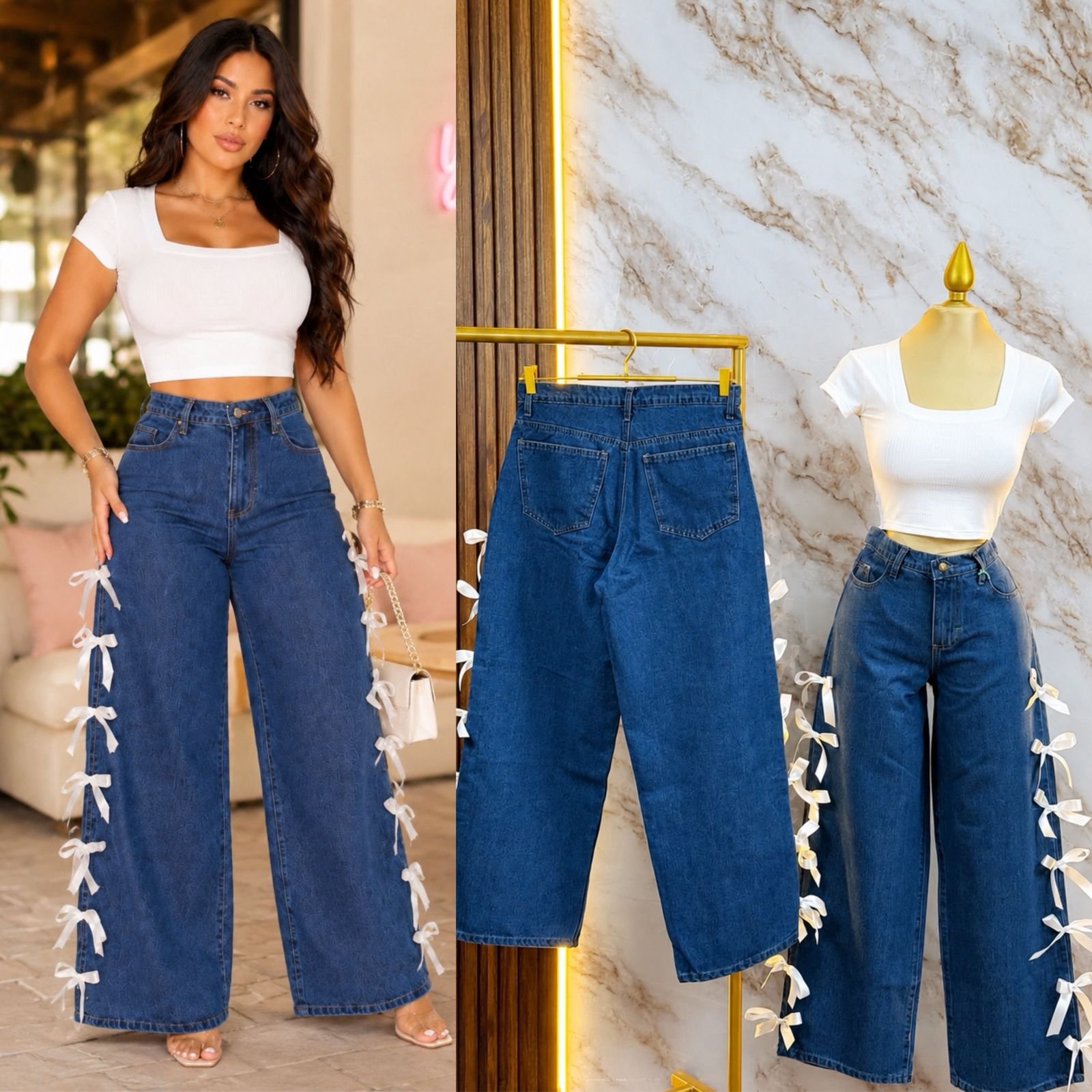 PANTALON CORTE WIDE LEG MOÑOS