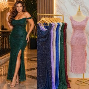 VESTIDO DE FIESTA COMPLETO LENTEJUELA