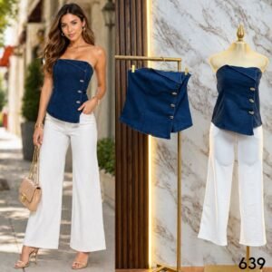 BLUSA STRAPLESS DE MEZCLILLA 639