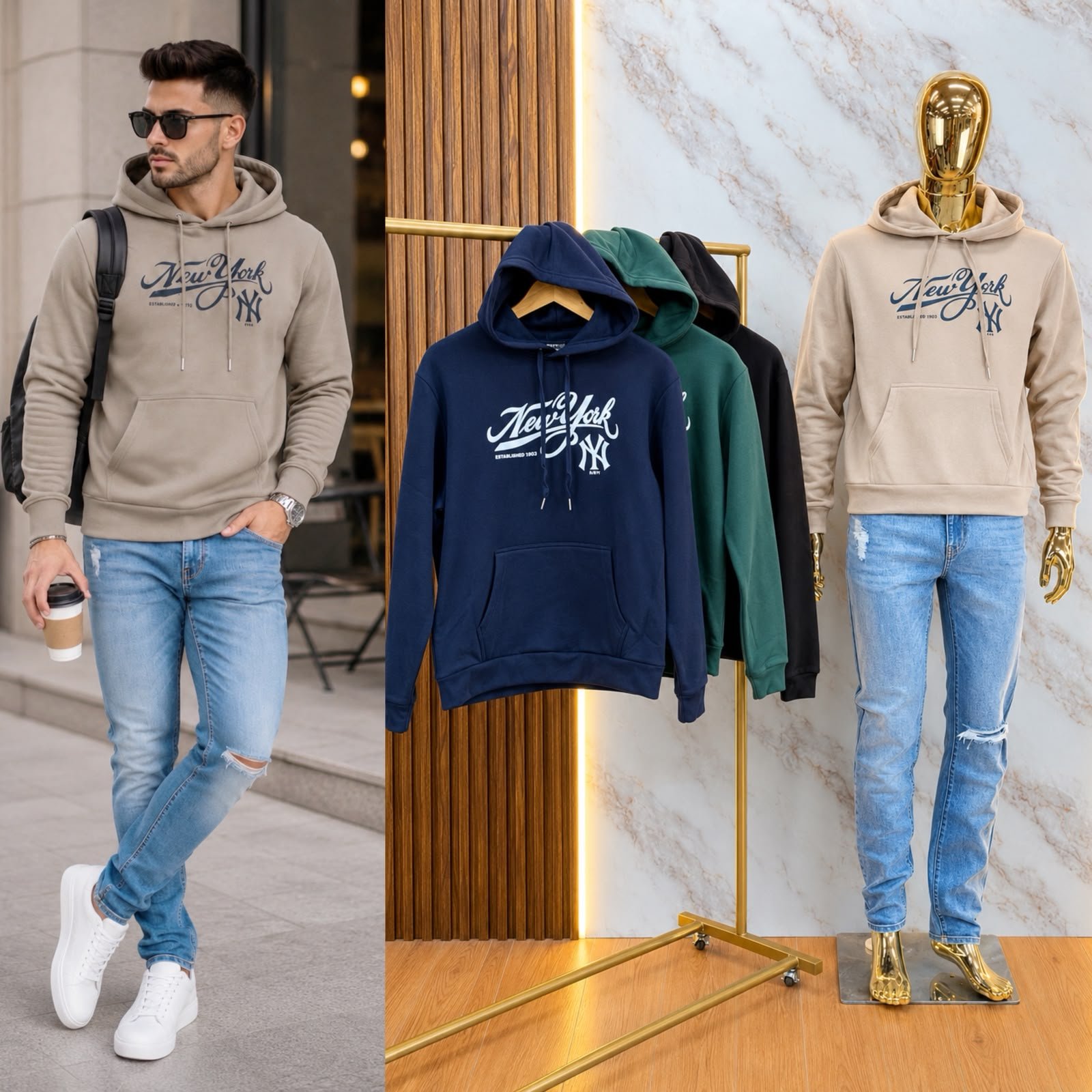 SUDADERA UNISEX NY LETTERS