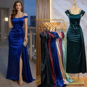 VESTIDO DE FIESTA HOMBROS CAIDOS/CAUDA