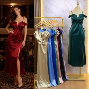 VESTIDO DE FIESTA ESCOTE CRUZADO