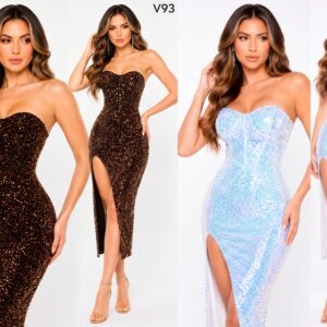 VESTIDO DE FIESTA STRAPLEES V93