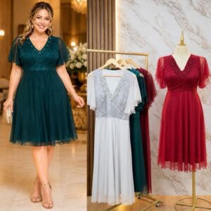 VESTIDO DE FIESTA CON DETALLES EN 3D