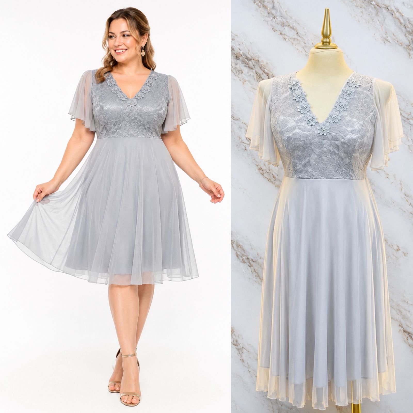 VESTIDO DE FIESTA CON DETALLES EN 3D - Image 2