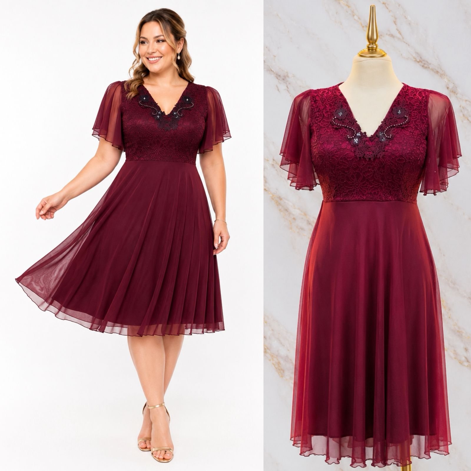 VESTIDO DE FIESTA CON DETALLES EN 3D - Image 3