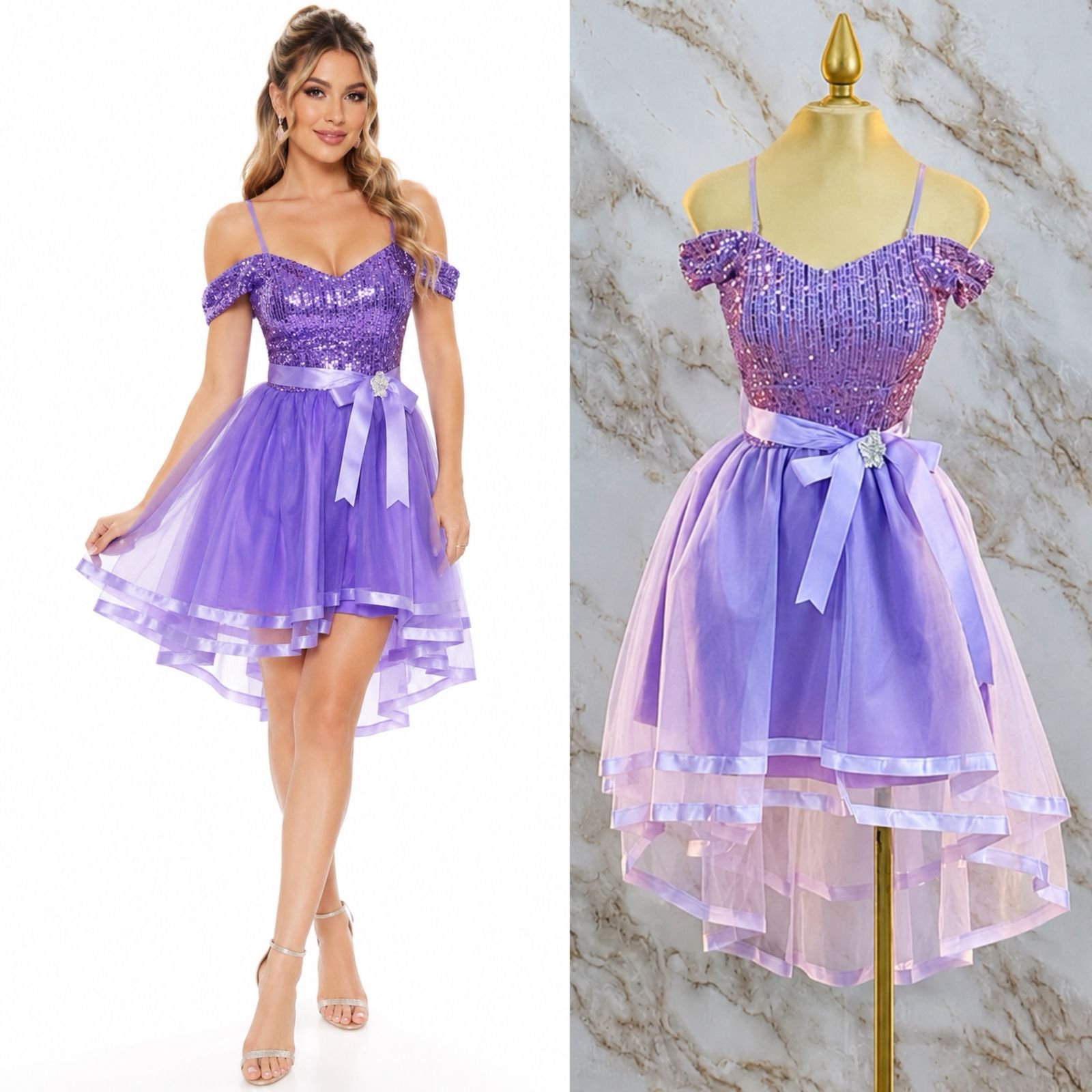 VESTIDO DE FIESTA JUVENIL CON DISEÑO EN CAPAS 2 - Image 2