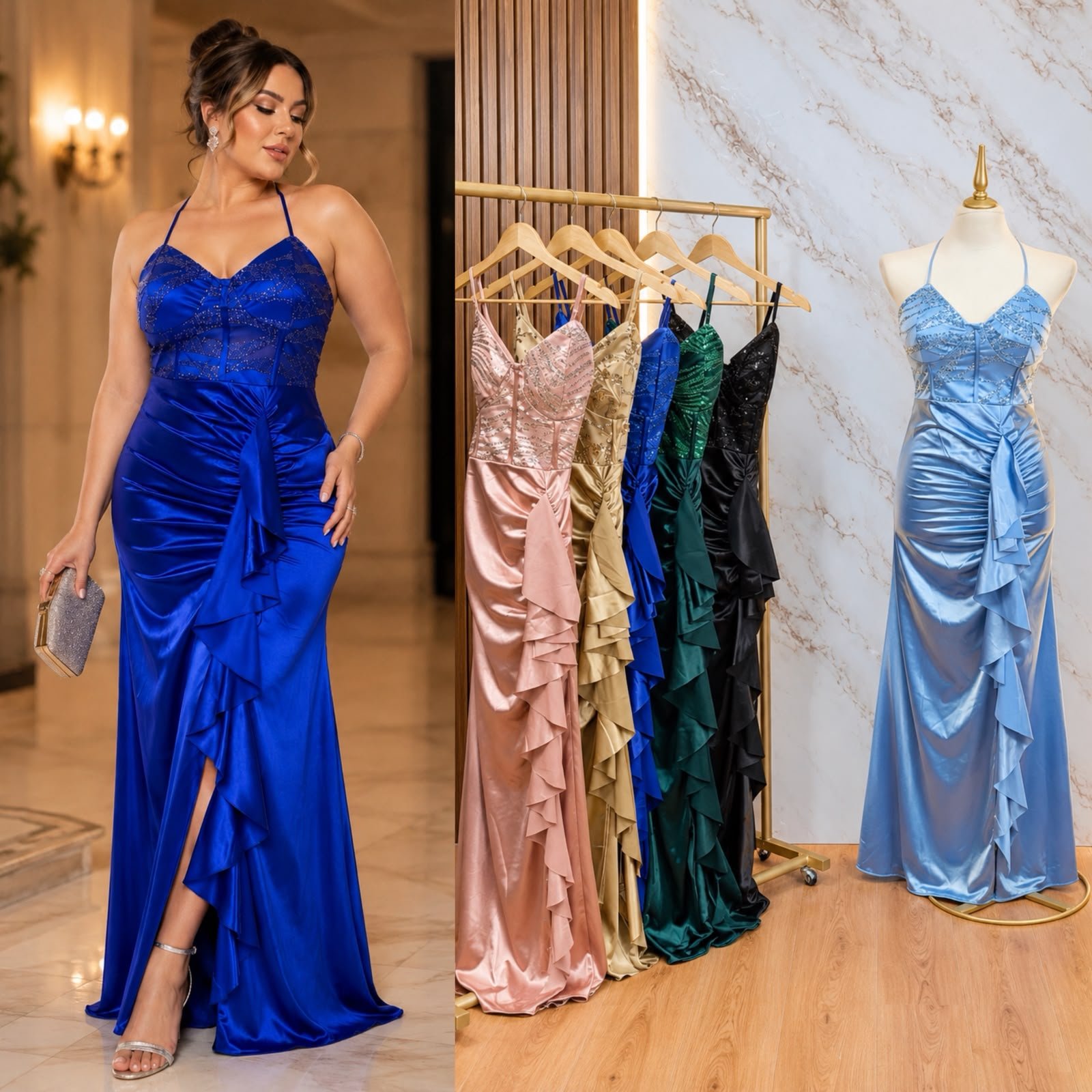 VESTIDO DE FIESTA CURVY PLUS CORTE ENTRE PIERNA