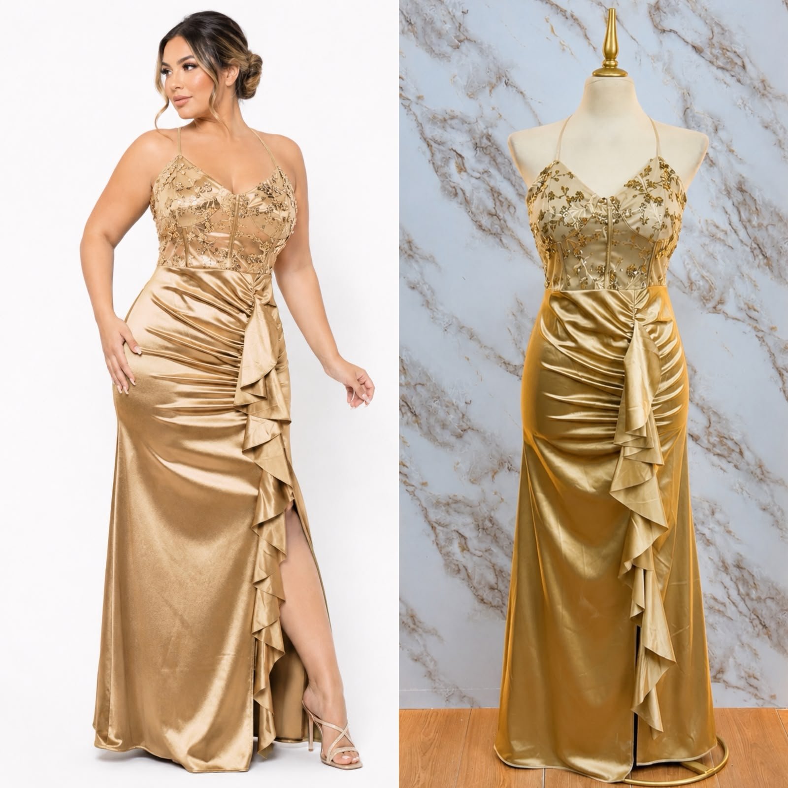 VESTIDO DE FIESTA CURVY PLUS CORTE ENTRE PIERNA - Image 5