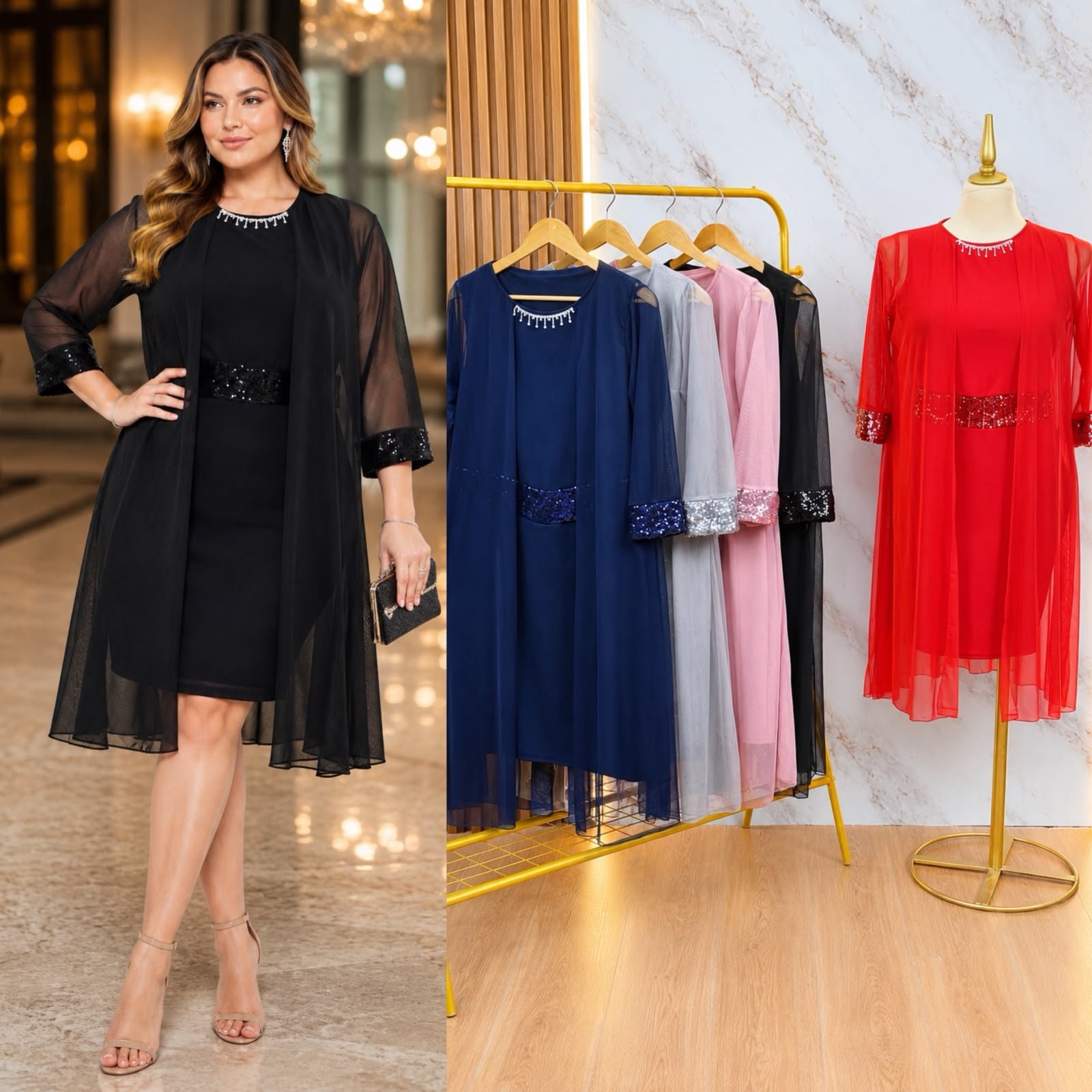 VESTIDO CURVY LAZO DE BRILLOS