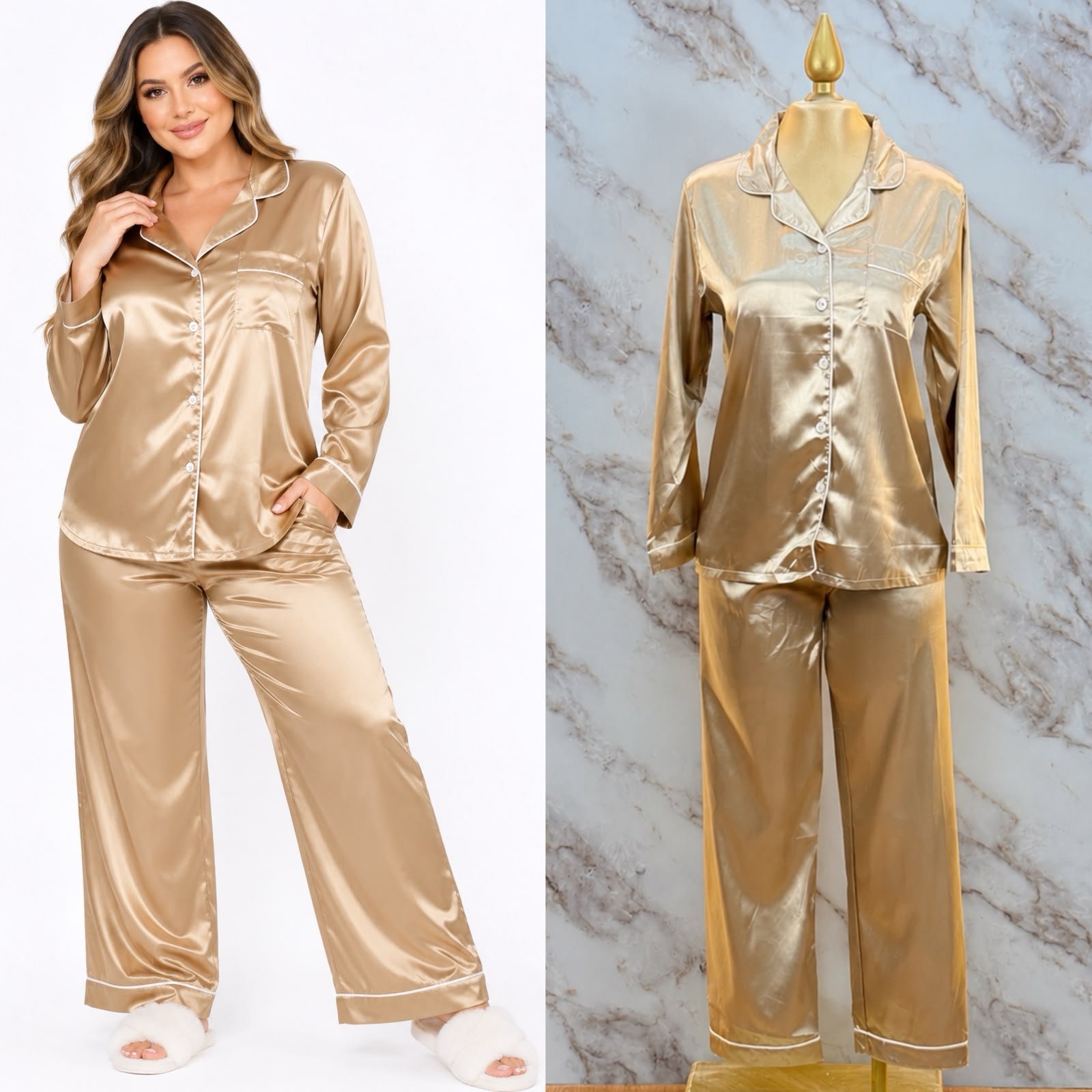 SET PIJAMA DE TELA DE SATIN 2 PIEZAS - Image 5