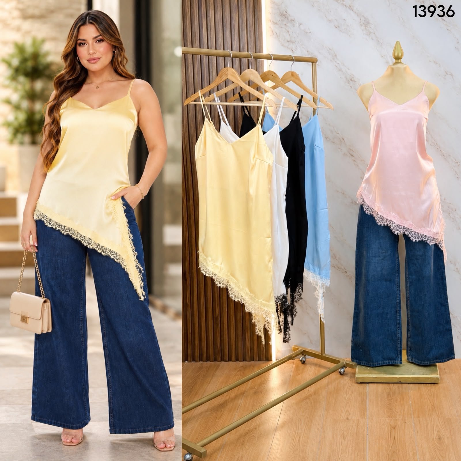 BLUSA DE TIRANTES CON ENCAJE 3936