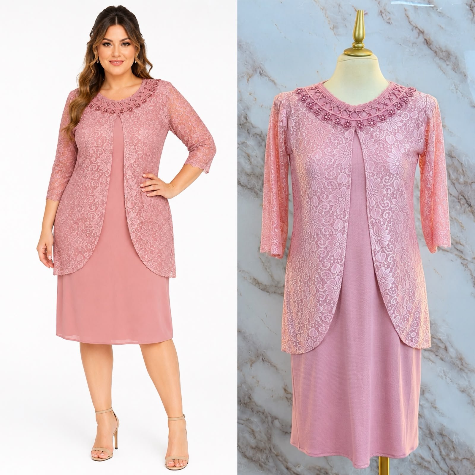 VESTIDO DE FIESTA CON SACO CREPE - Image 2