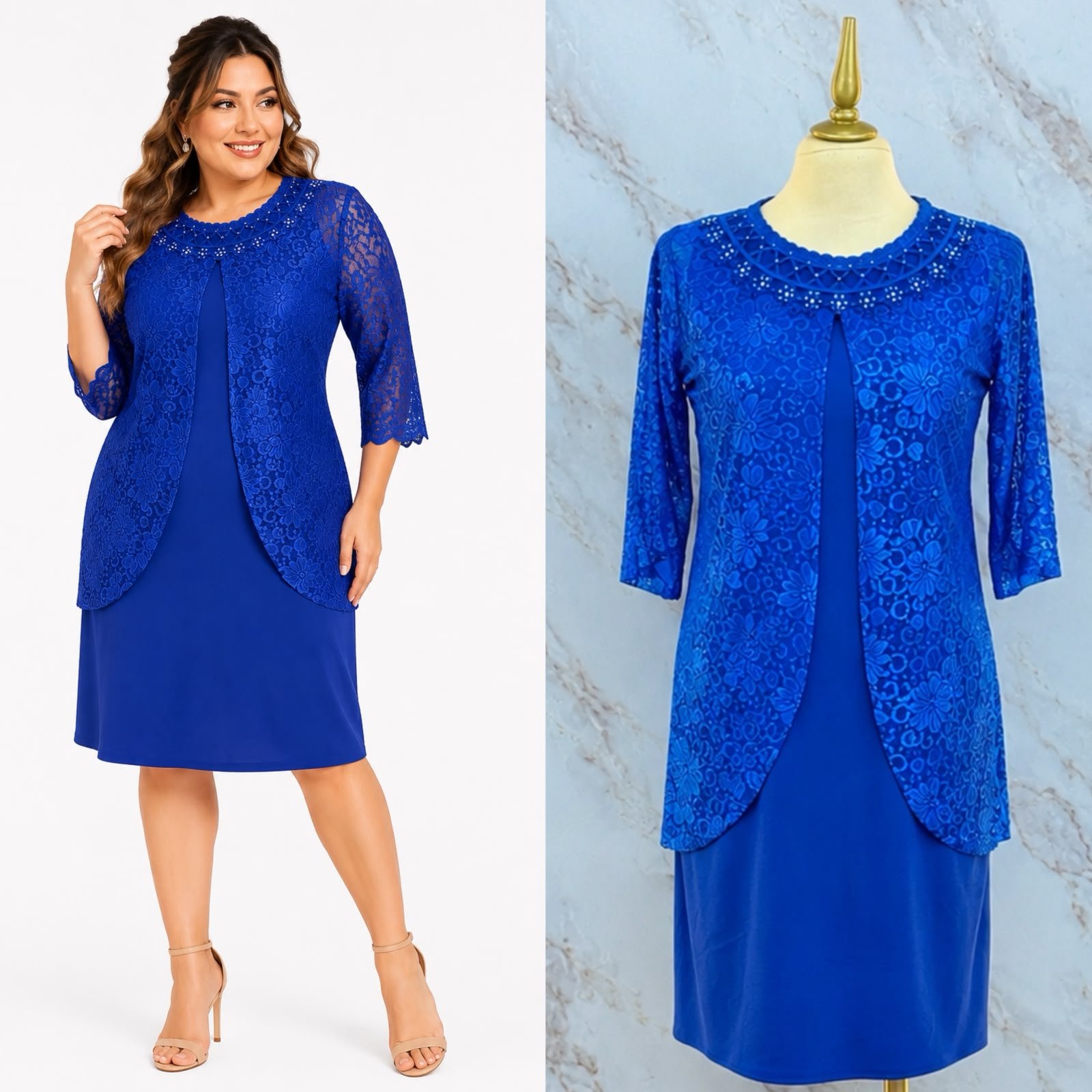 VESTIDO DE FIESTA CON SACO CREPE - Image 4