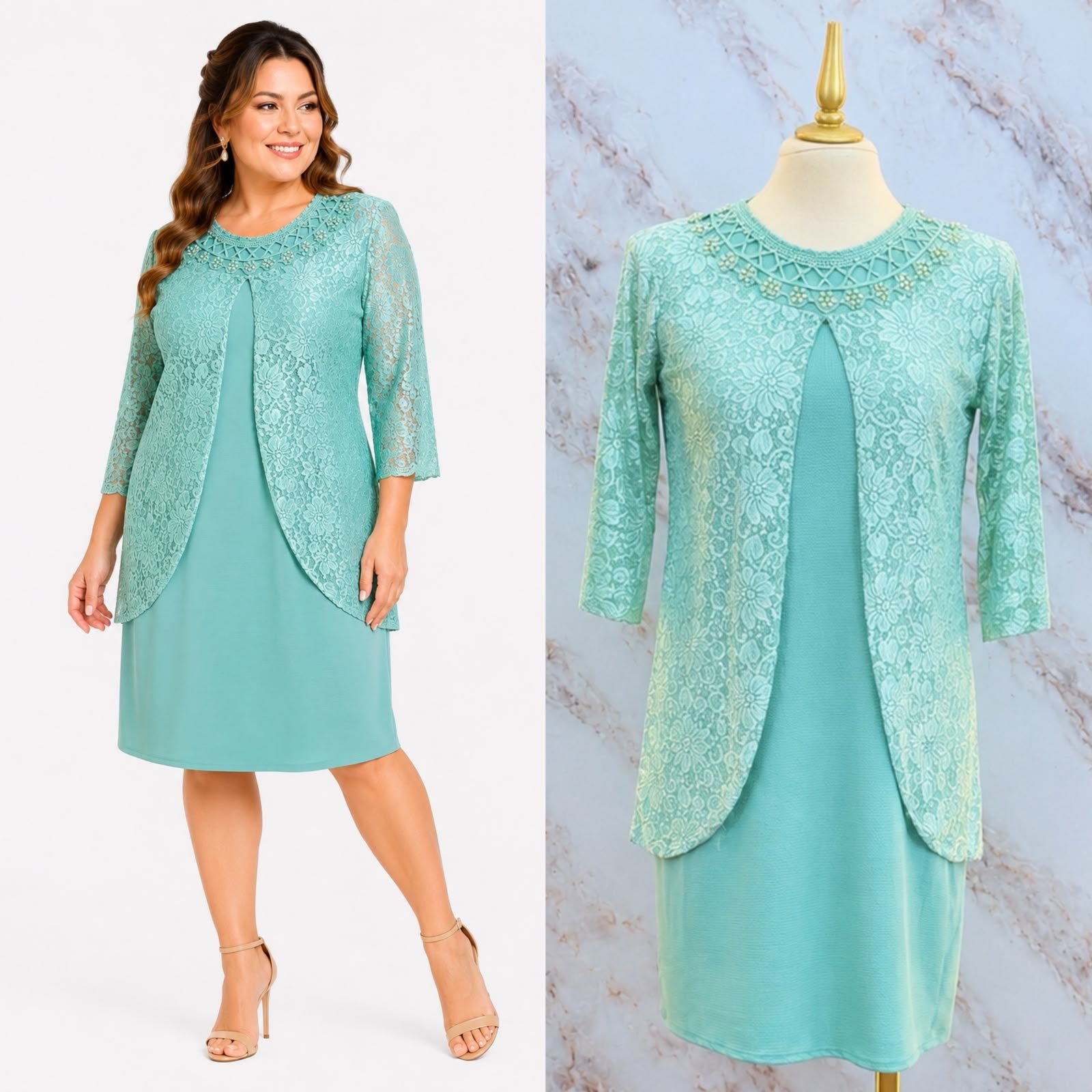 VESTIDO DE FIESTA CON SACO CREPE - Image 7