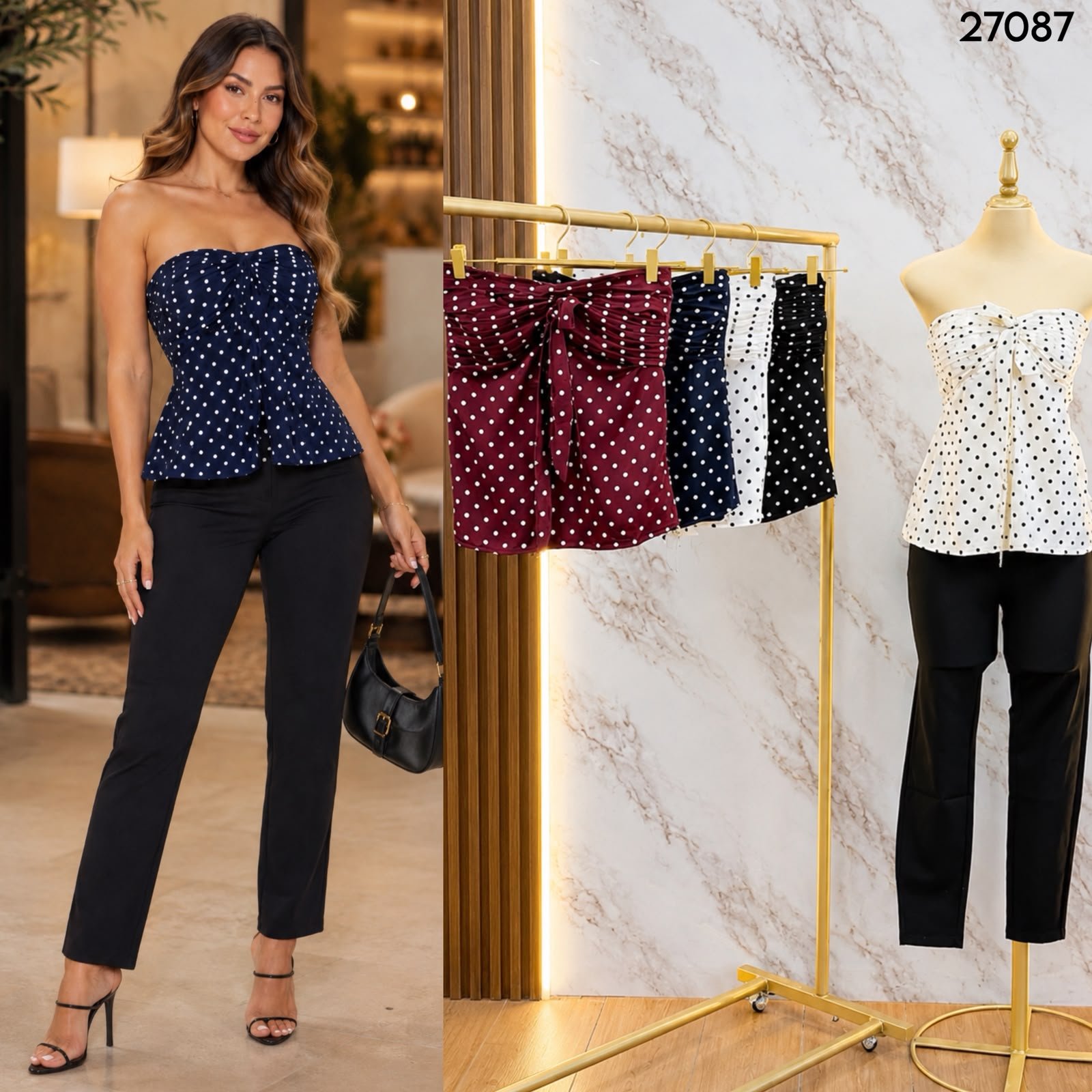 BLUSA POLKA STRAPLESS 7087