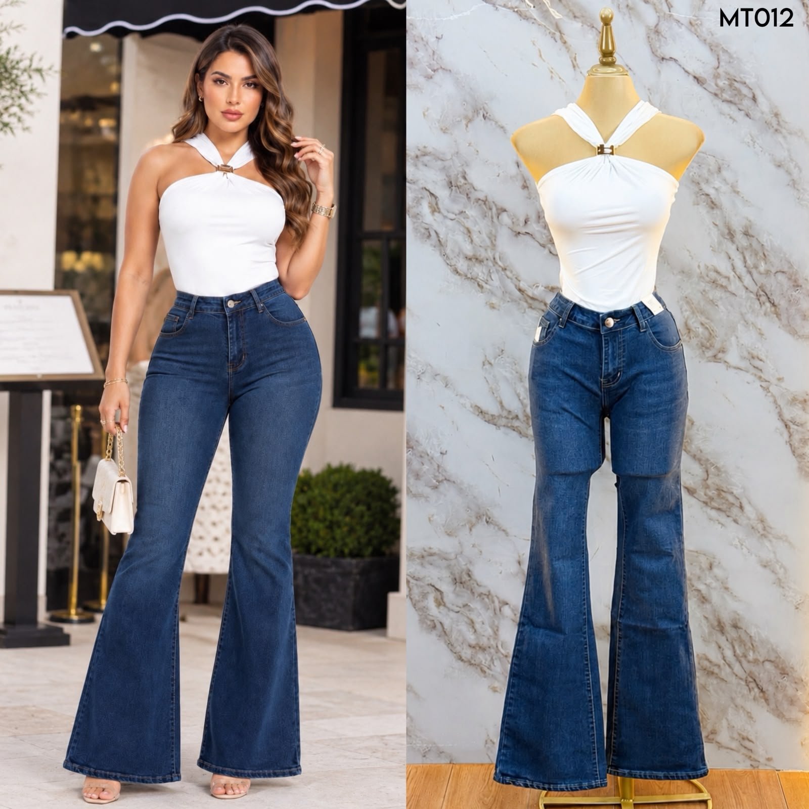 PANTALON /JEANS CORTE ACAMPANADO MT012