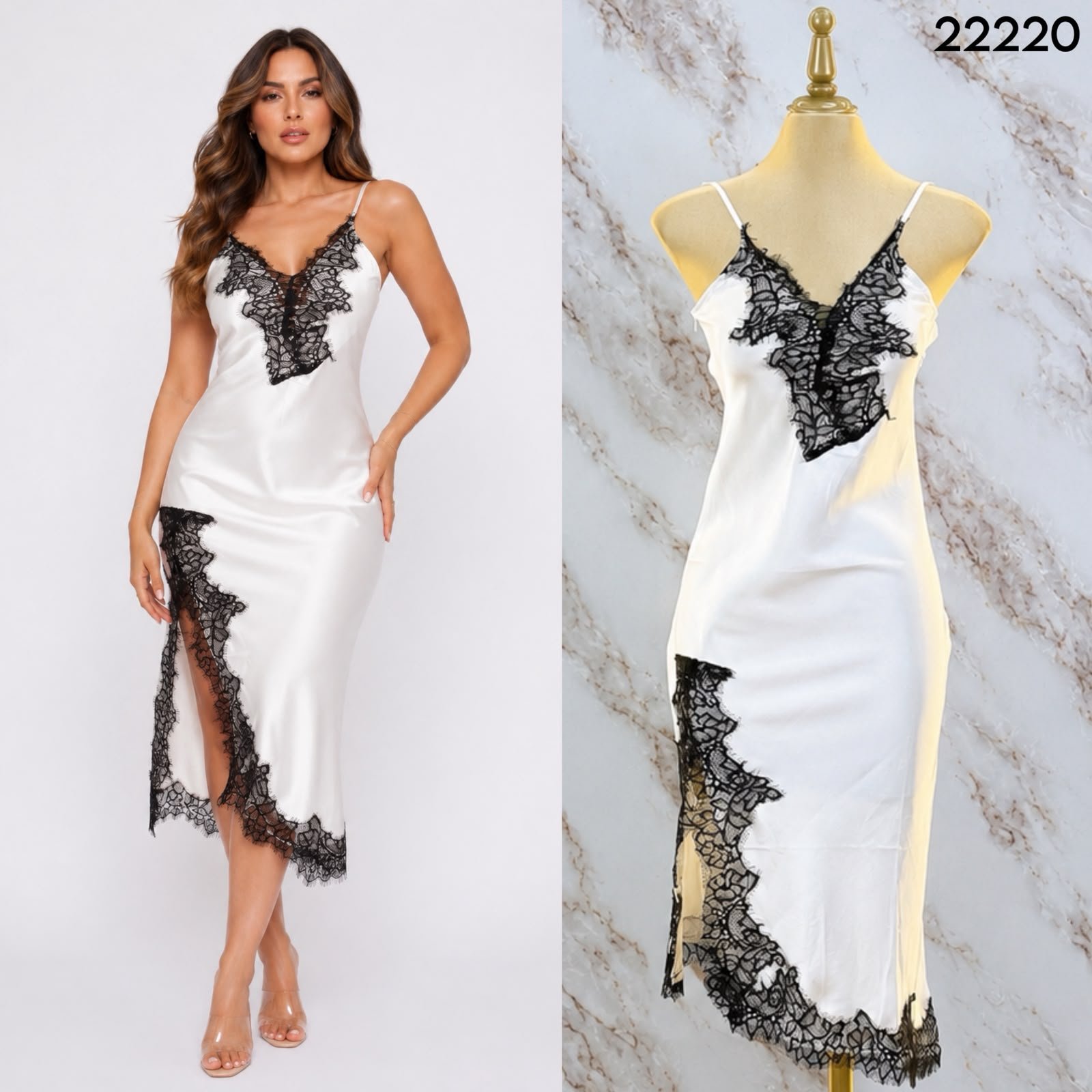 VESTIDO DE SATIN CON ENCAJE 2220 - Image 3