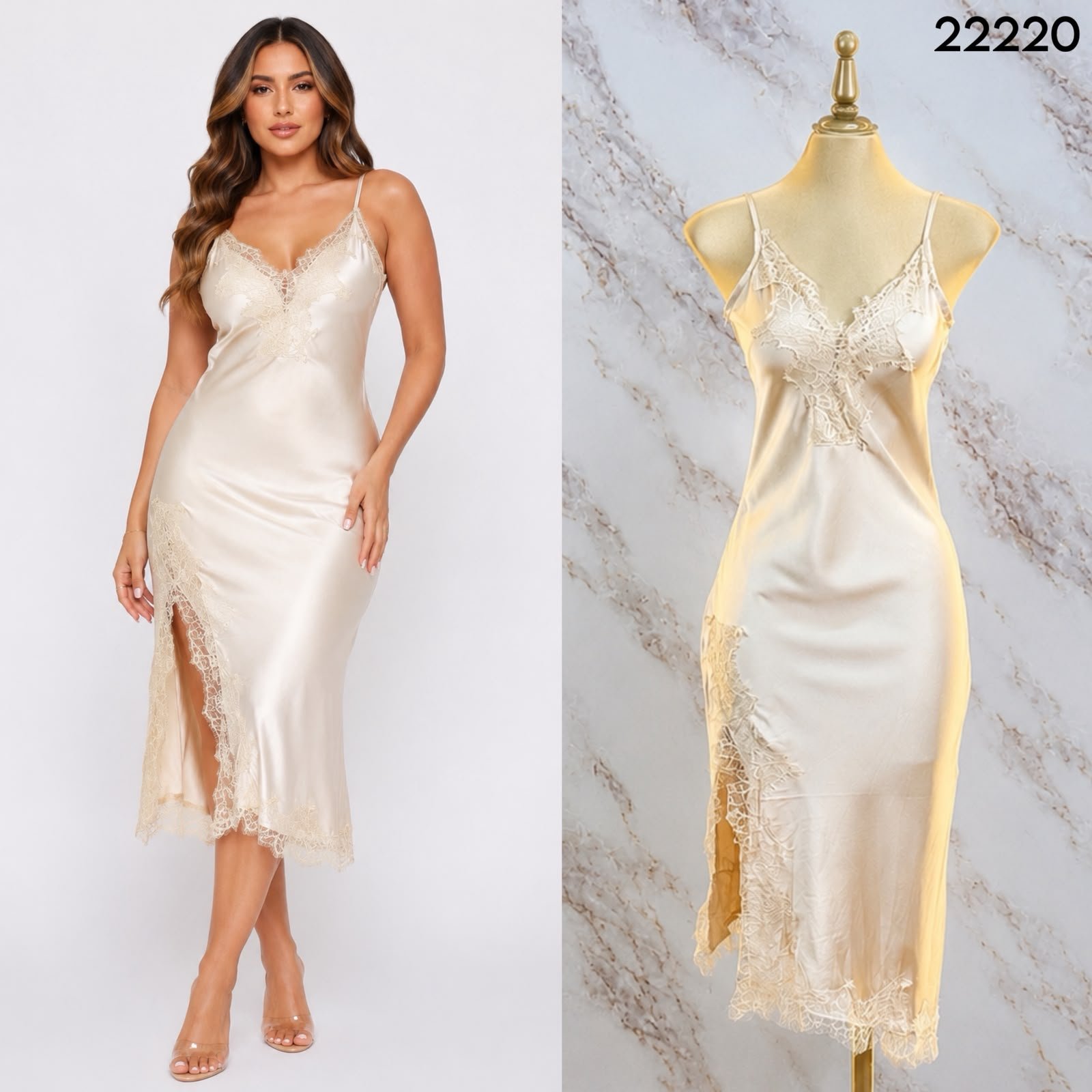 VESTIDO DE SATIN CON ENCAJE 2220 - Image 4