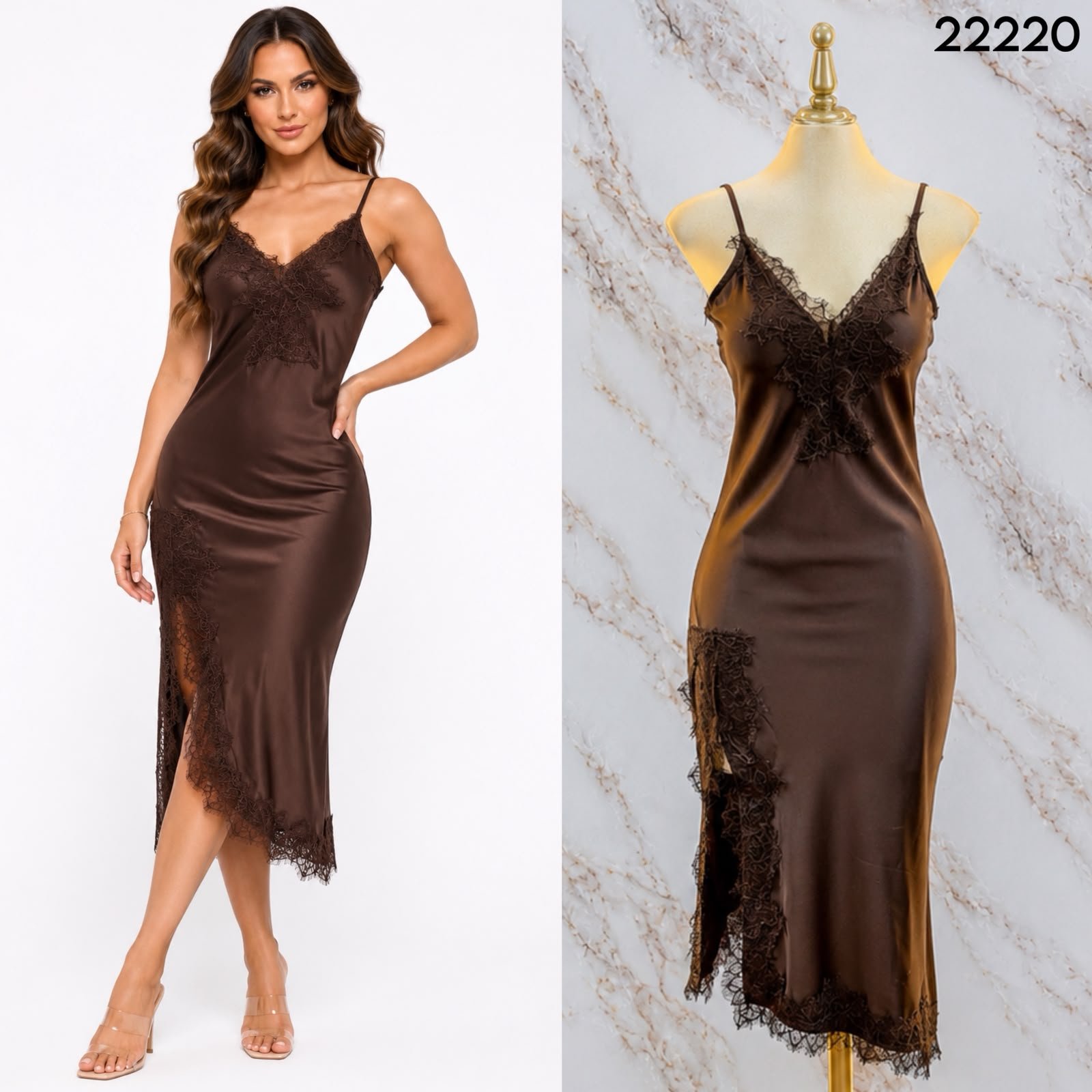 VESTIDO DE SATIN CON ENCAJE 2220 - Image 6