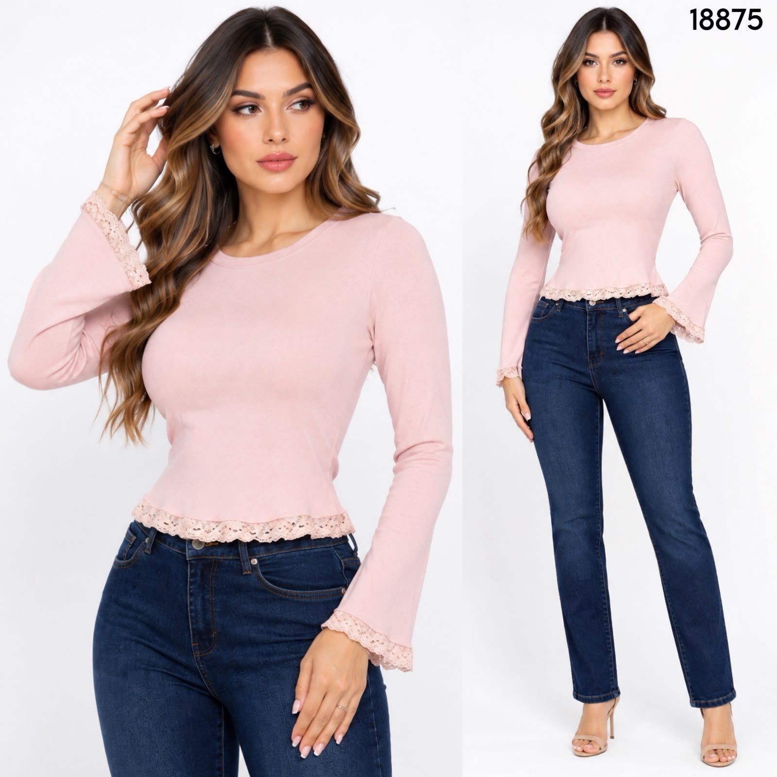 BLUSA DE TEJIDOCON ENCAJE 8875 - Image 2